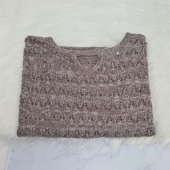 Maurices Marled Brown Keyhole Back Crop Sweater S - Picture 3 of 6